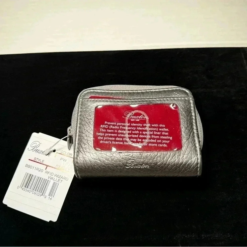 Vintage NWT Buxton Wizard  Leather RFID Card And Coin Wallet,‎ Quarry